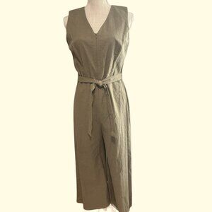 Thari Sleeveless Tie-Waist Jumpsuit – Olive | Size 14